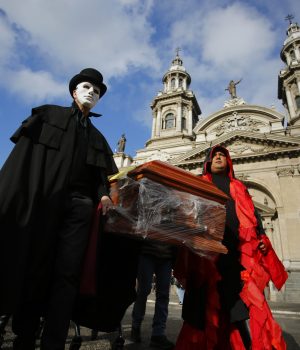 Marcha y protesta contra la delincuencia en Santiago